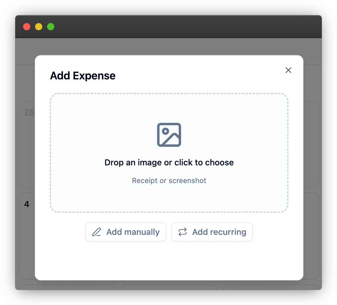 Uploader area with one good receipt image and one bad or blurry example.